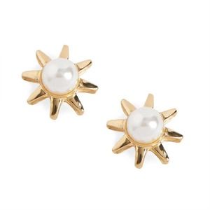 Sunburst Stud Earrings w/ Pearl